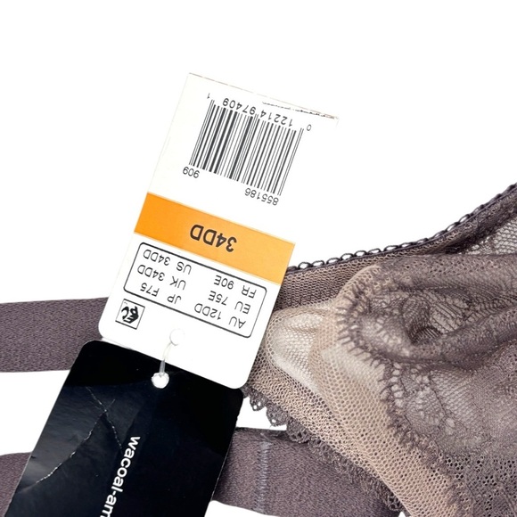 WACOAL STYLE 855186 CAPPUCCINO BROWN FLORAL LACE RETRO CHIC UNLINED BRA 34DD 34E - Picture 6 of 13
